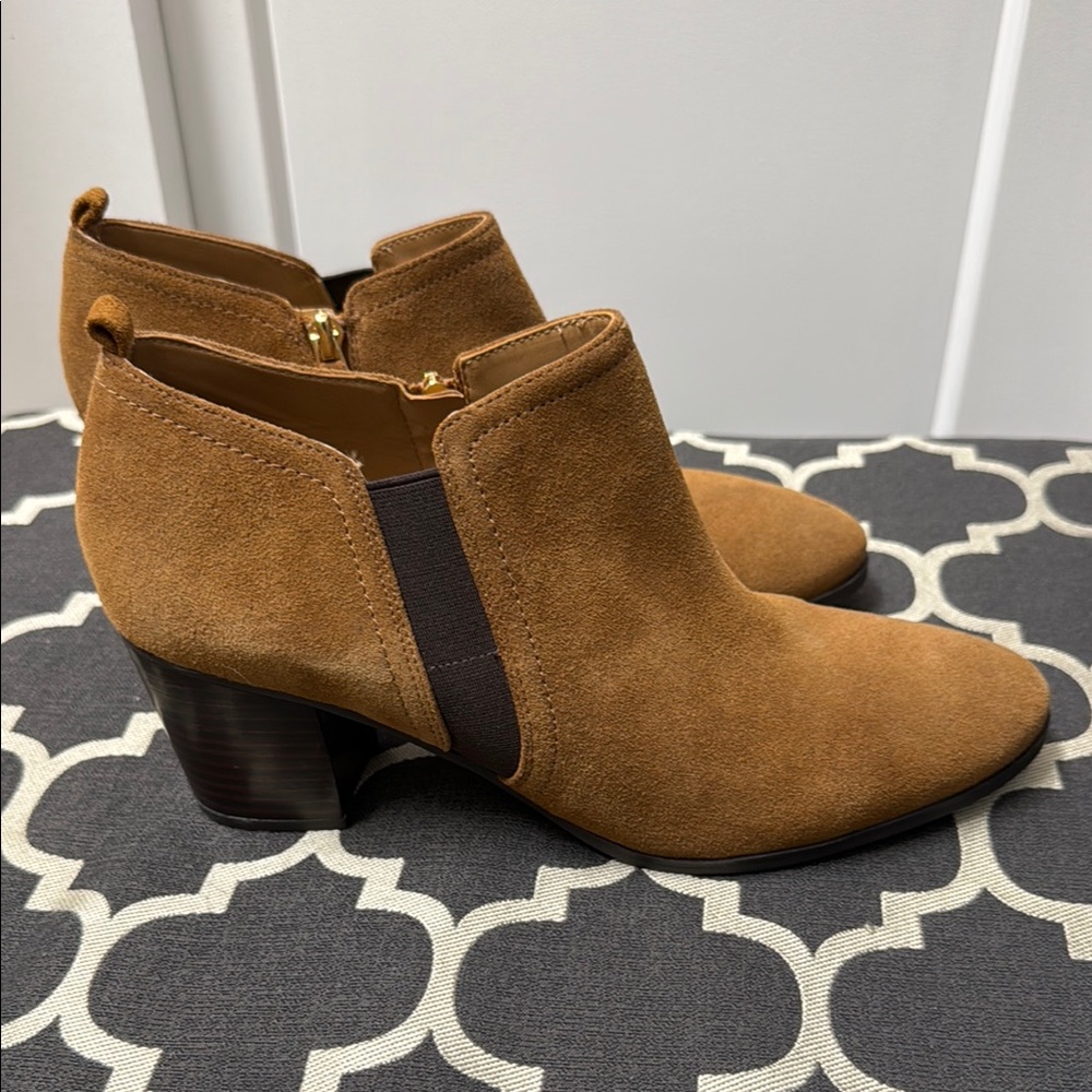 Franco Sarto Tan Ankle Booties with Suede Finish